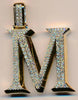 ESTATE LARGE 1.86CT DIAMOND 14KT YELLOW GOLD 3D M INITIAL FUN FLOATING PENDANT