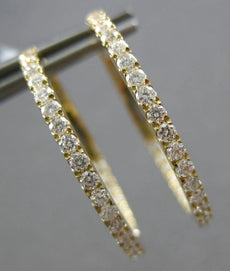 ESTATE 1.02CT DIAMOND 18KT YELLOW GOLD CLASSIC INSIDE OUT HOOP HANGING EARRINGS