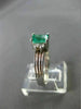 ESTATE .97CT DIAMOND & EMERALD 14KT WHITE GOLD ENGAGEMENT RING BEAUTIFUL! #21750
