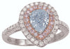 LARGE 1.68CT BLUE PINK & WHITE DIAMOND 18KT WHITE & ROSE GOLD 3D PEAR SHAPE RING