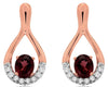 ESTATE 0.96CT DIAMOND & AAA RHODOLITE 14KT ROSE GOLD TEAR DROP HANGING EARRINGS