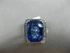 ESTATE EXTRA LARGE 12.25CT DIAMOND & AAA SAPPHIRE 14K WHITE GOLD ENGAGEMENT RING