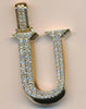 ESTATE EXTRA LARGE 1.05CT DIAMOND 14K YELLOW GOLD U INITIAL FUN FLOATING PENDANT