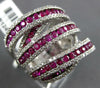 EXTRA LARGE 5.40CT DIAMOND & AAA RUBY 18KT WHITE GOLD 3D MULTI ROW COCKTAIL RING