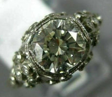 ANTIQUE LARGE 1.75CT DIAMOND PLATINUM 3D CLASSIC ETOILE FILIGREE ENGAGEMENT RING