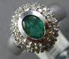 WIDE 1.3CT DIAMOND & AAA EMERALD 14K WHITE GOLD OVAL TRIPLE HALO ENGAGEMENT RING