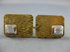 ESTATE LARGE WHITE SAPPHIRE 14K 2 TONE GOLD BAGUETTE RECTANGULAR CUFFLINKS 26959