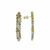 LARGE 2.13CT WHITE & FANCY YELLOW DIAMOND 18K 2 TONE GOLD 2 ROW HANGING EARRINGS