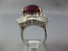 ESTATE EXTRA LARGE 22.50CT DIAMOND & AAA STAR RUBY PLATINUM OVAL BALLERINA RING
