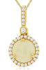 ESTATE .88CT DIAMOND & AAA OPAL 14KT YELLOW GOLD 3D ROUND HALO FLOATING PENDANT