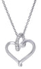 ESTATE .05CT DIAMOND 18KT WHITE GOLD 3D CLASSIC LOVE KNOT HEART FLOATING PENDANT