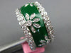 WIDE 1.44CT DIAMOND & GREEN ENAMEL 18K WHITE GOLD MULTI FLOWER ETERNITY FUN RING