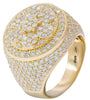 LARGE 3.71CT DIAMOND 14KT YELLOW GOLD 3D MULTI FLOWER PAVE CIRCULAR UNISEX RING