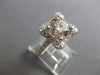 ESTATE LARGE 1.74CT DIAMOND 18K WHITE GOLD SOLITAIRE HALO SQUARE ENGAGEMENT RING