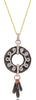 LARGE 2.36CT WHITE & CHOCOLATE FANCY DIAMOND 14KT ROSE GOLD 3D CIRCULAR PENDANT