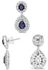 5.58CT DIAMOND & AAA SAPPHIRE 18KT WHITE GOLD PEAR SHAPE & ROUND FLOWER EARRINGS