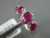 ESTATE 1.09CT DIAMOND & AAA RUBY 14KT WHITE GOLD OVAL & ROUND 3 STONE FUN RING