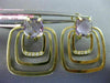 ESTATE 4.16CT DIAMOND & AAA AMETHYST 14K YELLOW GOLD 3D SQUARE HANGING EARRINGS