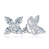 .68CT DIAMOND 18KT WHITE GOLD 3D MARQUISE SHAPE 4 PETAL FLOWER STUD EARRINGS