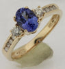 1.25CT DIAMOND & AAA TANZANITE 14KT YELLOW GOLD 3D OVAL & ROUND ENGAGEMENT RING