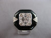 LARGE 1.67CT DIAMOND & BLACK ENAMEL 18K WHITE GOLD ROUND & BAGUETTE OCTAGON RING