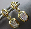 ESTATE .29CT DIAMOND 14KT YELLOW GOLD 3D ROUND & BAGUETTE HANGING EARRINGS