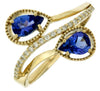 .96CT DIAMOND & AAA TANZANITE 14KT YELLOW GOLD 3D PEAR SHAPE & ROUND SNAKE RING