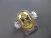 EXTRA LARGE 4.55CT WHITE & FANCY YELLOW DIAMOND 18K 2 TONE GOLD ENGAGEMENT RING