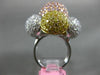 ESTATE EXTRA LARGE 7.21CT MULTI COLOR DIAMOND 18K TRI COLOR GOLD FLOWER FUN RING