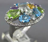 LARGE 5.03CT DIAMOND & AAA MULTI GEM 14K WHITE GOLD MULTI SHAPE CLUSTER FUN RING