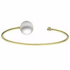 ESTATE .03CT DIAMOND & AAA SOUTH SEA PEARL 18K YELLOW GOLD BEZEL BANGLE BRACELET