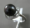 ESTATE LARGE .19CT DIAMOND 14K WHITE GOLD 3D TAHITIAN PEARL FLOWER SOLITARE RING