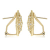 .10CT DIAMOND 14KT YELLOW GOLD 3D FLOWER 4 LEAF CLOVER SQUARE CLIP ON EARRINGS