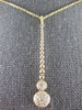 ESTATE .25CT DIAMOND 14KT YELLOW GOLD 3D DOUBLE CIRCULAR PAVE BEADED BAR PENDANT