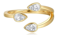 ESTATE .24CT DIAMOND 14K YELLOW GOLD PEAR SHAPE DESIGN 3D CRISS CROSS LOVE RING