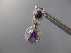 2.25CT DIAMOND & AAA AMETHYST 14KT WHITE GOLD OVAL & ROUND HALO HANGING EARRINGS