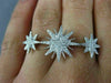ESTATE EXTRA LARGE .45CT DIAMOND 18K WHITE GOLD 3D DOUBLE FINGER SNOWFLAKE RING