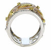 .68CT WHITE PINK & FANCY YELLOW DIAMOND 18KT TRI COLOR GOLD 3D MULTI LEAF RING