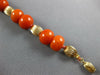 ESTATE LONG AAA CORAL 14KT YELLOW GOLD 3D MULTI BEAD LUCKY LOVE BRACELET #26991