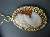 ANTIQUE 14KT YELLOW GOLD HAND CARVED LADY SHELL CAMEO PENDANT BEAUTIFUL! #22105