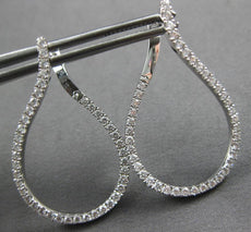 ESTATE LARGE 1.25CT DIAMOND 18KT WHITE GOLD TEAR DROP SIDEWAYS HANGING EARRINGS