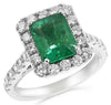 LARGE 3.47CT DIAMOND & AAA EMERALD 18K WHITE GOLD ROUND & SQUARE ENGAGEMENT RING