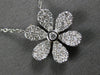 ESTATE .44CT DIAMOND 14KT WHITE GOLD 3D CLASSIC ROUND FLOWER LOVE NECKLACE