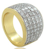 EXTRA LARGE 4.5CT DIAMOND 18KT YELLOW GOLD PRINCESS MULTI ROW ANNIVERSARY RING
