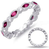 1.24CT DIAMOND & AAA RUBY 14KT WHITE GOLD 3D ROUND & MARQUISE ANNIVERSARY RING