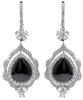 LARGE 19.5CT WHITE & BLACK DIAMOND 18KT WHITE GOLD PEAR SHAPE & ROUND EARRINGS