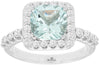 LARGE 2.55CT DIAMOND & AAA AQUAMARINE 14KT WHITE GOLD 3D CUSHION ENGAGEMENT RING