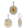 LARGE .95CT WHITE & FANCY YELLOW DIAMOND 18K 2 TONE GOLD CUSHION & ROUND PENDANT