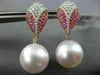 LARGE 1.46CT DIAMOND & PINK SAPPHIRE SOUTH SEA PEARL 14K WHITE GOLD 3D EARRINGS