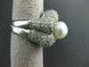 ESTATE LARGE 3.32CT DIAMOND 18KT WHITE GOLD PEARL FLOWER PAVE RING STUNNING!!